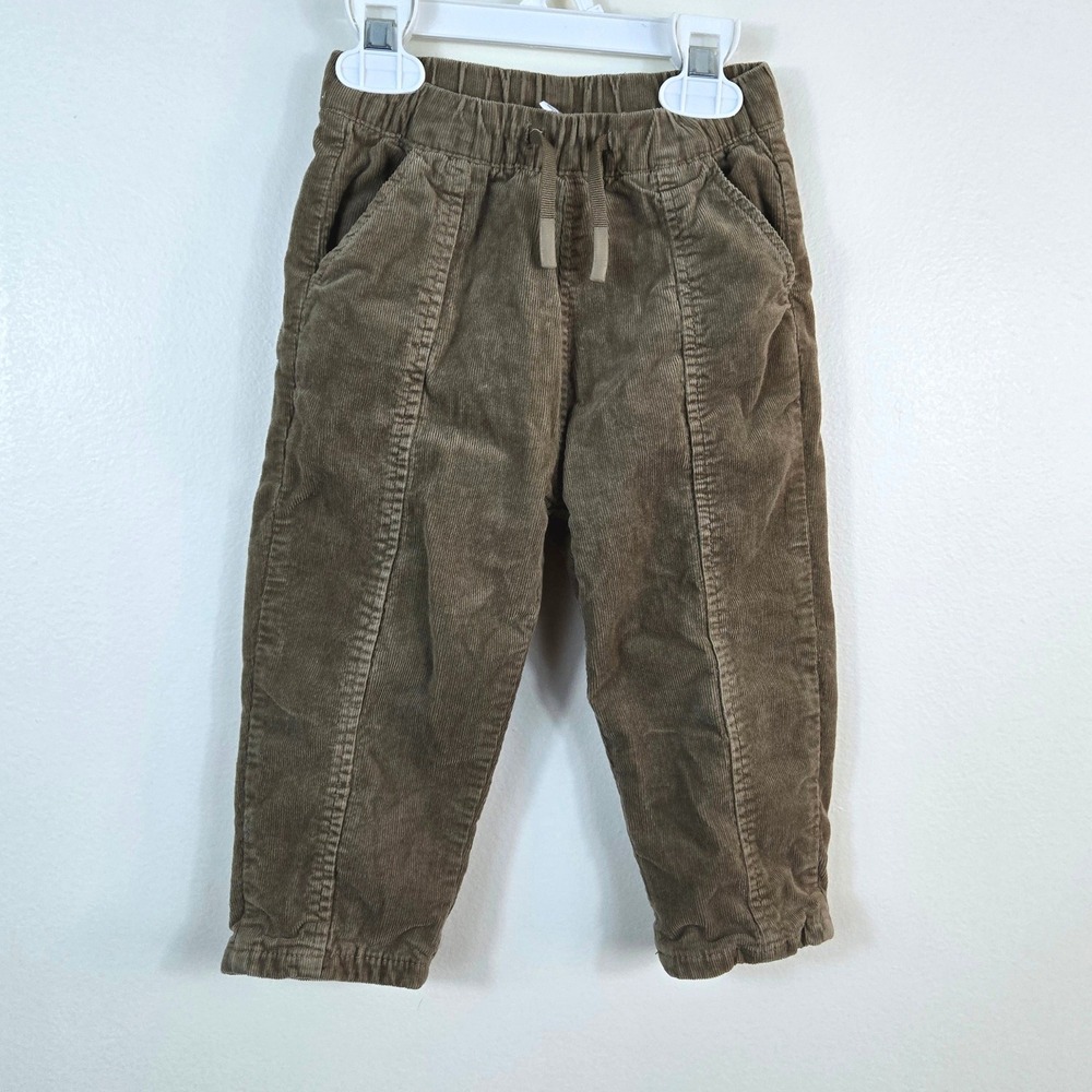Zara Baby Boy Brown Corduroy Drawstring Elastic Waist Lined Jogger Pants 18-24Mo